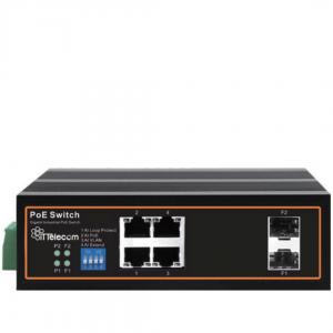 سوییچ اترنت POE صنعتی 4 پورت شبکه به همراه دو پورت SFP گیگابیت